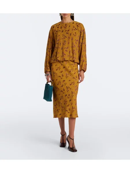 Bluză Dries Van Noten cu model floral galben