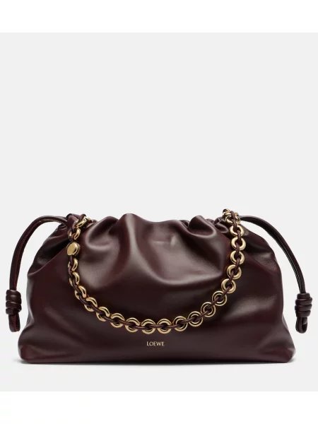 Usnjeni torbica Loewe bordo