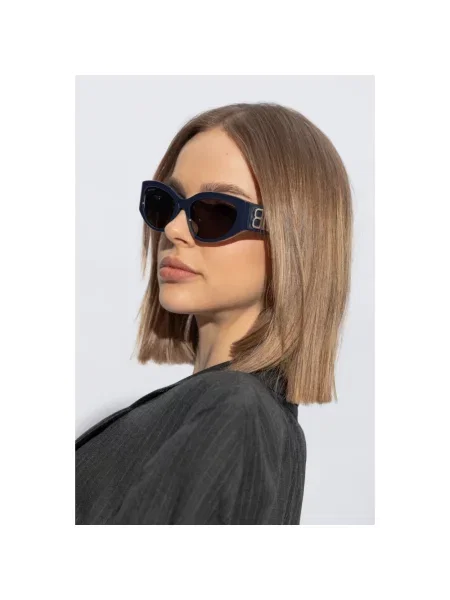 Lniane okulary przeciwsłoneczne Balenciaga niebieskie