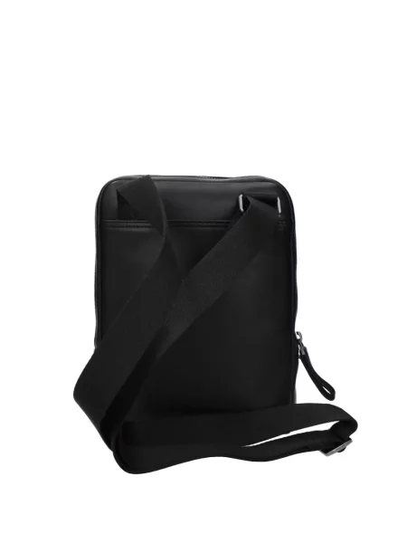 Geantă crossbody Piquadro din piele cu autograf negru