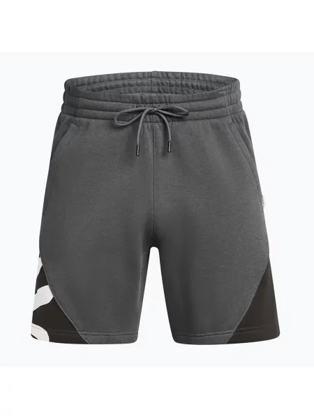 Šortky Under Armour Curry Splash Fleece Short castlerock full heather/black/white clay bílé