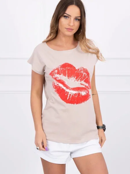 Bluză Kesi cu imagine bej