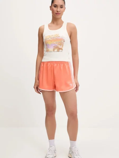 Шорти adidas Originals однотонні висока посадка помаранчевий