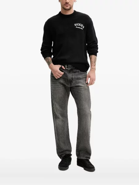 Pulover Dickies cu broderie cu decolteu rotund negru