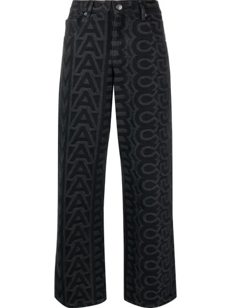 Blugi drepți Marc Jacobs cu imagine negru