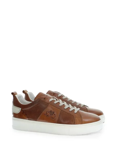 Sneakerși La Martina din piele maro
