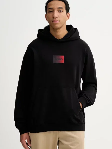 HUGO hanorac de cu glugă cu imprimeu negru