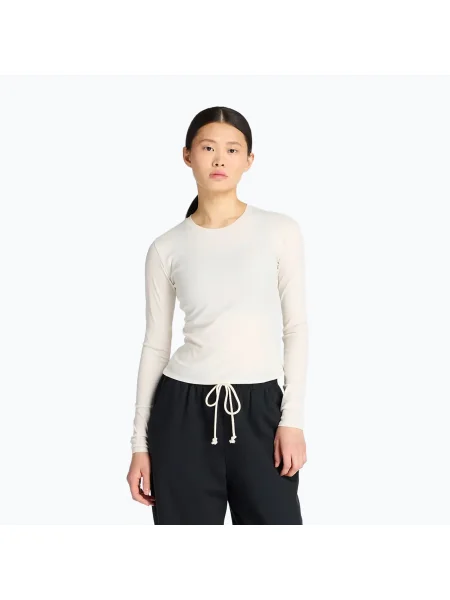Bluză cu mânecă lungă pentru femei New Balance Micro-Rib albă