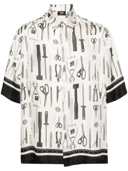 Копринена риза Fendi с принт