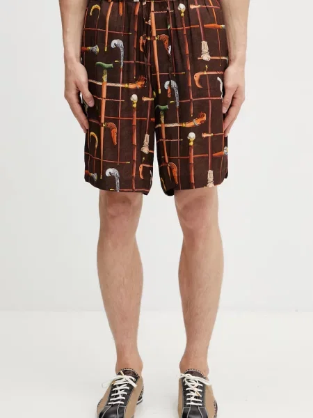 Drôle de Monsieur Cannes pantaloni scurți cu vâscoză de bărbați maro