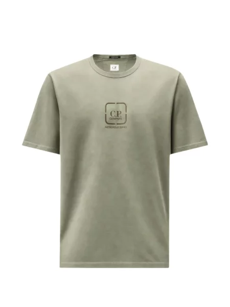 Tricou C.p. Company din jerseu cu decolteu rotund cu autograf verde