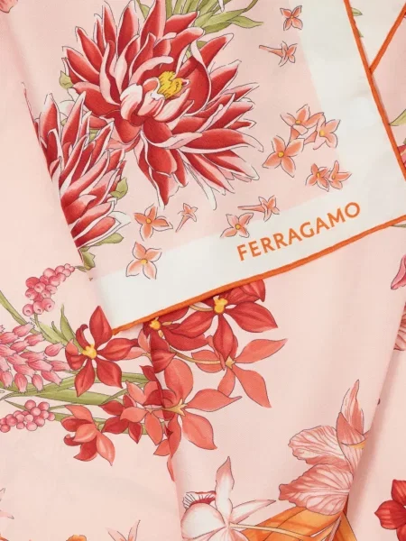 Fular Ferragamo de mătase cu imagine portocaliu