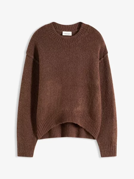 Sweter z cienkiej dzianiny o kroju oversize brązowy