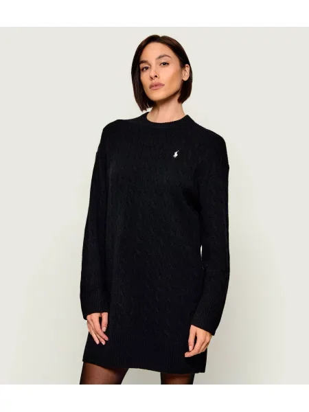 POLO RALPH LAUREN De lână rochie cu adaos de cașmir negru