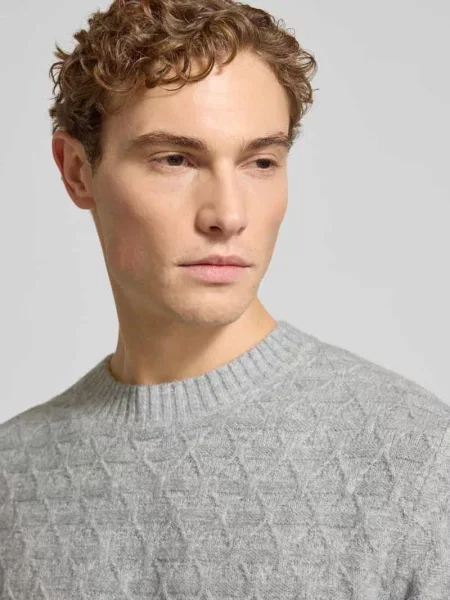 Sweter z dzianiny o kroju regular fit z dodatkiem wełny model ‘BLASIMON’ Jack & Jones Premium