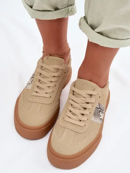 Teniși Big Star Shoes cu model piele de șarpe maro