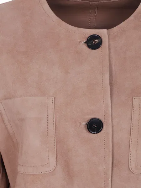 Cu centură geacă Max Mara din piele de căprioară