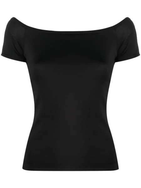 Jedwabna koszula Ralph Lauren Collection z dekoltem w łódkę czarna