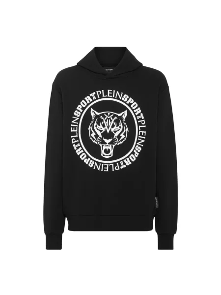 Bluza z kapturem Plein Sport z kapturem w tygrysie prążki czarna