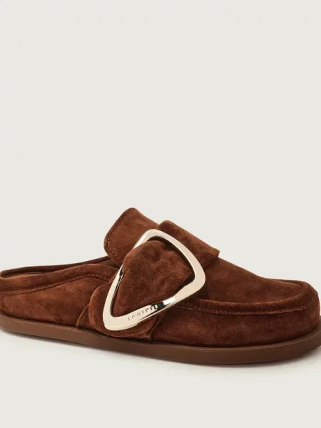 INUIKII Mules încălțăminte SOFT | piele întoarsă maro