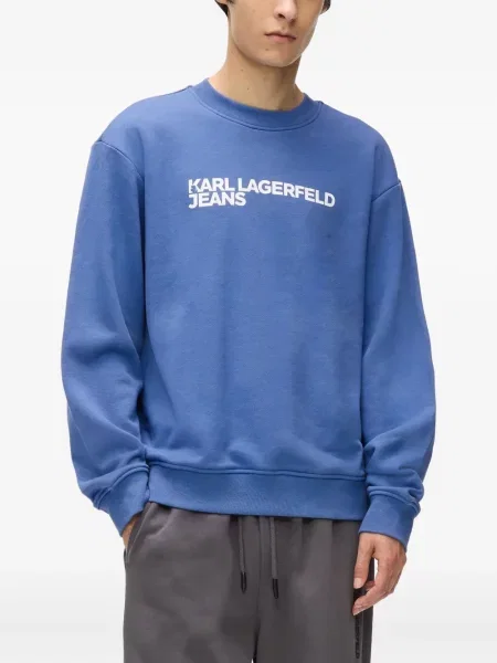 Hanorac Karl Lagerfeld Jeans cu autograf albastru