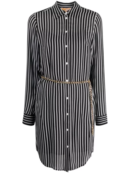 Pantaloni Michael Michael Kors din lână merinos cu funde cu dungi negru