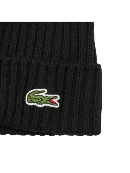 Pletená čiapka Lacoste čierna