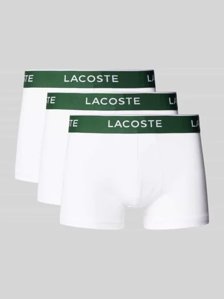 Obcisłe bokserki z elastycznym paskiem z logo w zestawie 3 szt. Lacoste białe