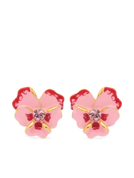 Cercei Kenneth Jay Lane cu model floral roz
