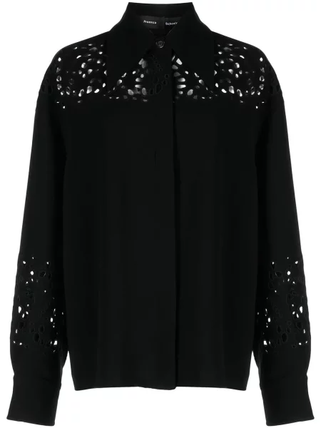 Cămașă Proenza Schouler cu broderie din crep negru