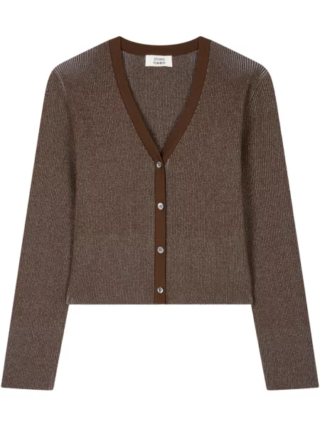 Cardigan Studio Tomboy tricotate cu decolteu în V maro