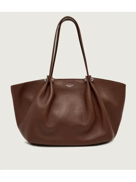 Weekend MaxMara De piele geantă shopper + borsetă Wkasatira maro