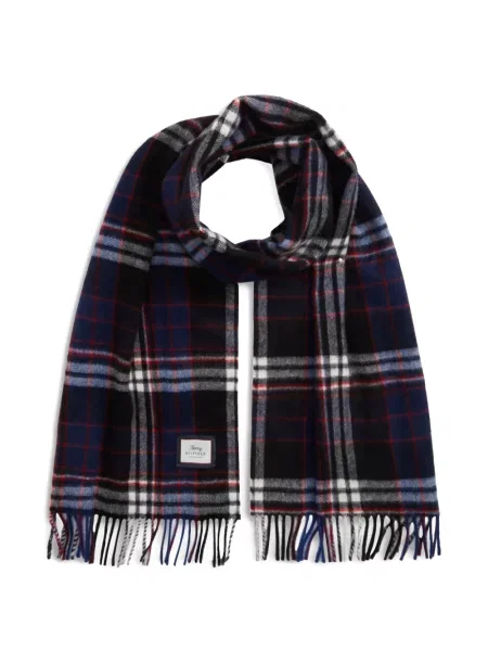 Fular Tommy Hilfiger cu franjuri în carouri albastru