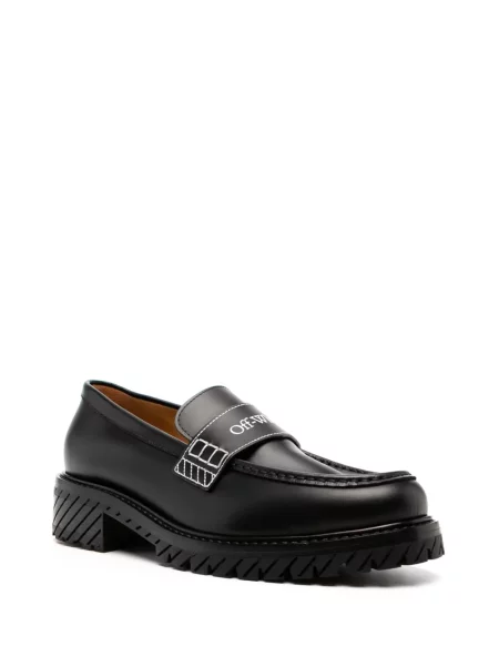 Pantofi loafer Off-white din piele cu imagine alb