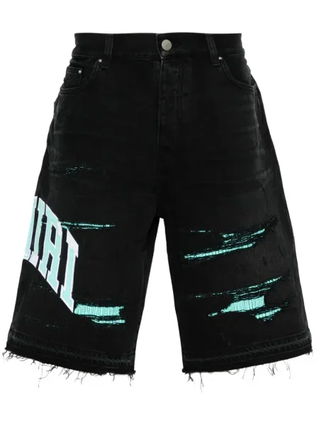 Pantaloni scurți din denim Amiri cu broderie negru