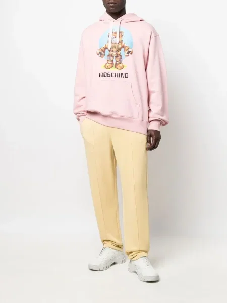 Hanorac cu glugă Moschino cu imagine teddy roz