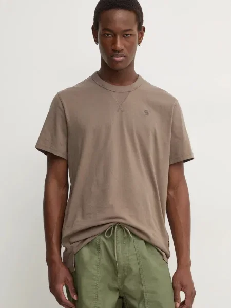 Тениска G-Star Raw с изчистен дизайн кафяво