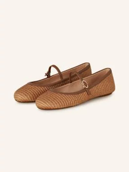 Gianvito Rossi Baleriny Mary Jane Carla beige beżowe