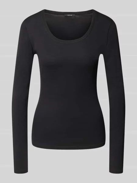 Bluzka z długim rękawem o kroju slim fit z mieszanki bawełny i modalu model Sorana' Opus czarna