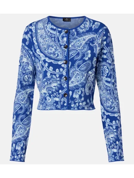 Cropp cardigan Etro cu model paisley din jacard albastru