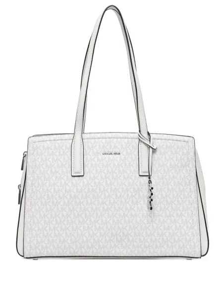 Kožené mini mini šaty Michael Michael Kors na ramínka bílé