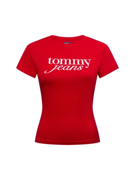 T-shirt o kroju slim fit z czystej bawełny z nadrukiem z logo Tommy Jeans czerwona