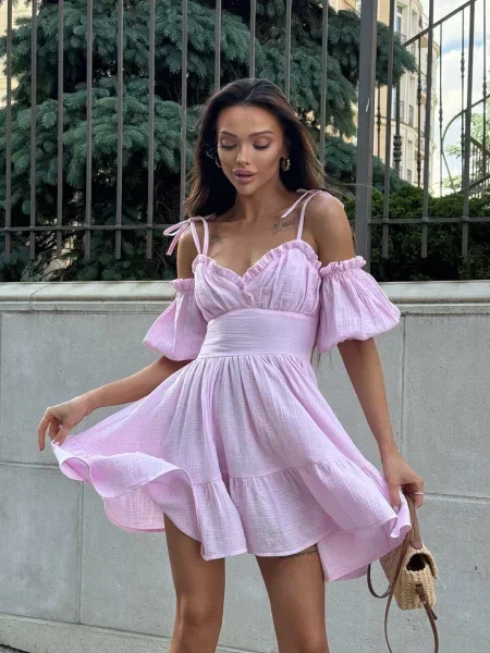 Сукня міні Milirud софтшел рожевий