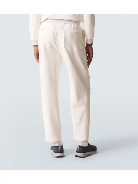 Pantaloni sport Brunello Cucinelli din jerseu alb