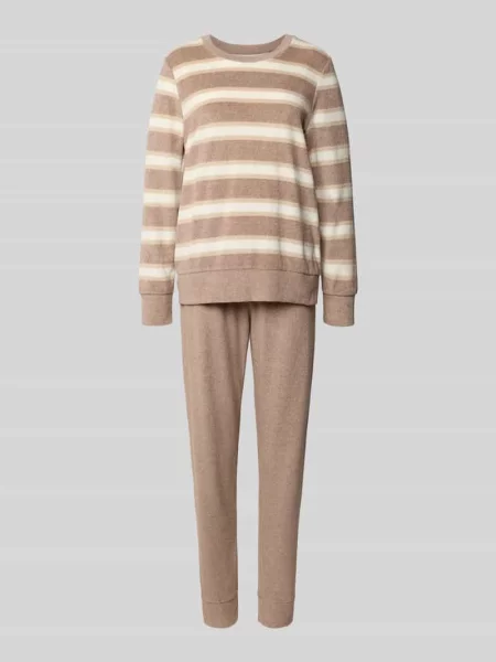 Piżama o kroju regular fit z froty Schiesser beżowa