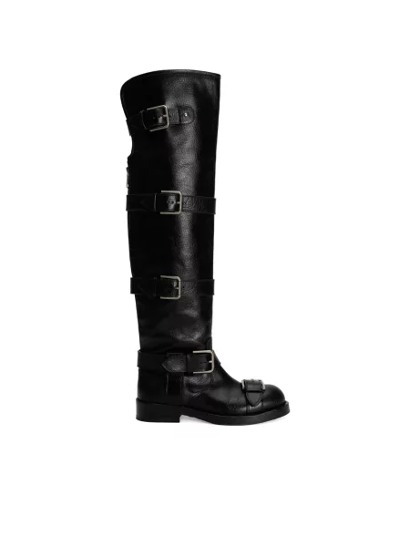 Muszkieterki Dolce And Gabbana skórzane czarne