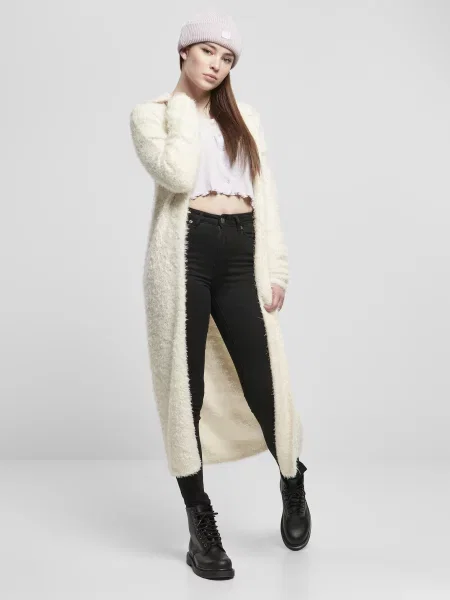 Пуловер Urban Classics с пера с качулка бяло