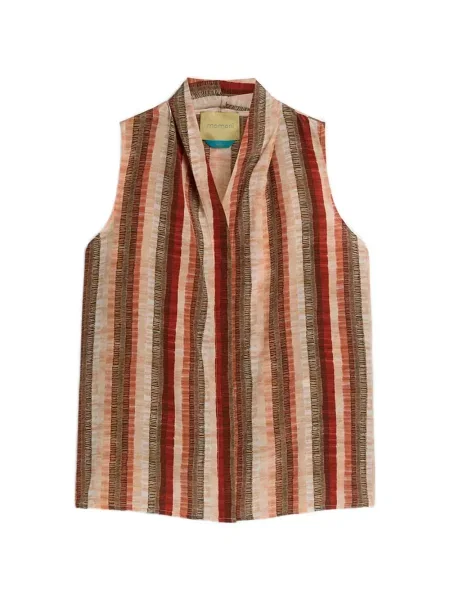 Koszula Momoni w paski z dekoltem w serek pomarańczowa