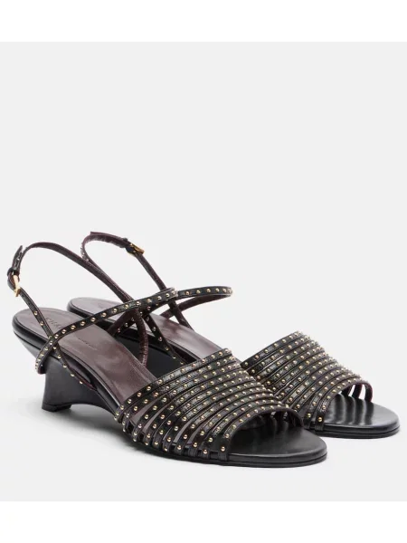 Sandale Khaite din piele cu pană cu tepi negru