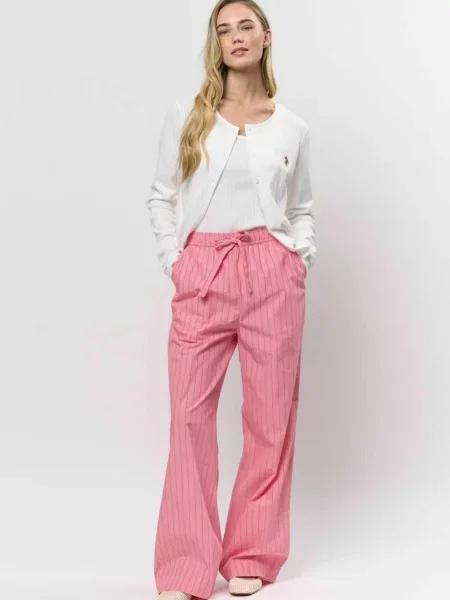 U.S. POLO ASSN. Nadrág Mira Striped világos-rózsaszín rózsaszín
